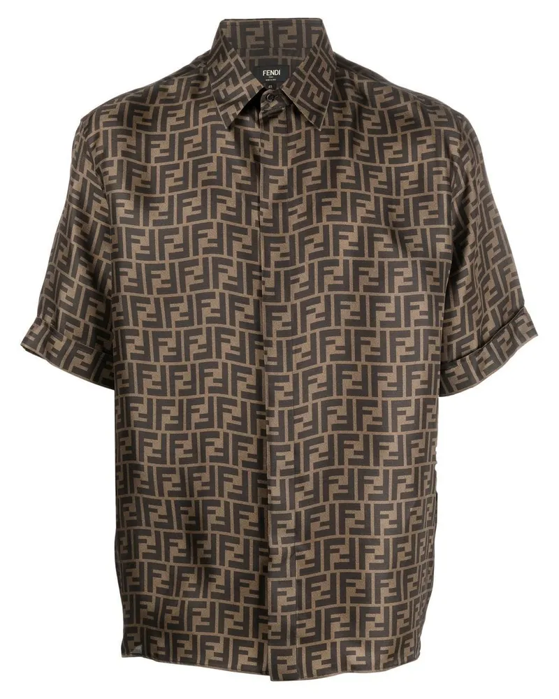 Fendi Seidenhemd mit FF-Print - Braun Braun