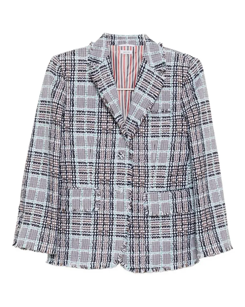 Thom Browne frayed plaid-checked blazer - Weiß Weiß