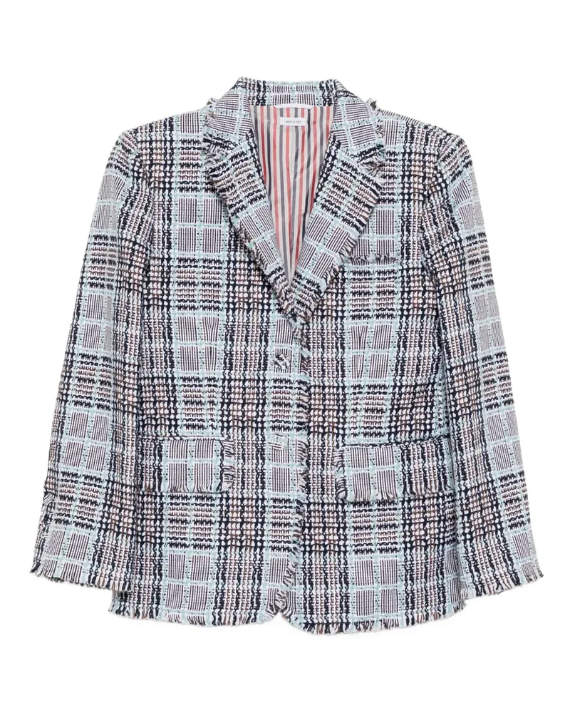 Thom Browne frayed plaid-checked blazer - Weiß Weiß