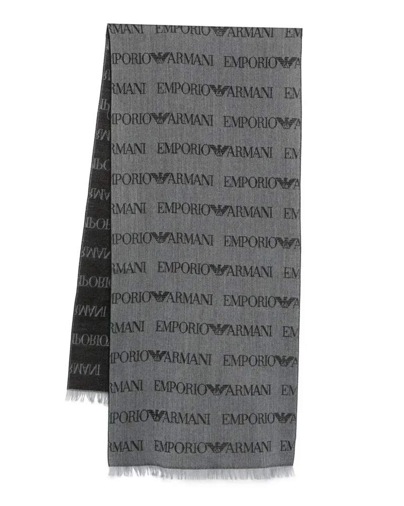 Emporio Armani Jacquard-Schal mit Logo - Schwarz Schwarz
