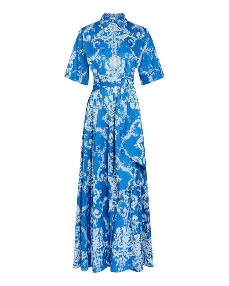 Borgo De Nor Barocco-print belted maxi dress - Blau Blau