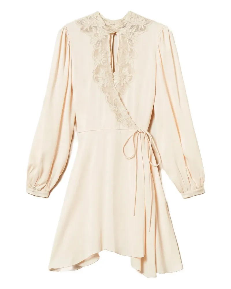 Twin-Set Gewickeltes Kleid mit Spitzeneinsatz - Nude Nude