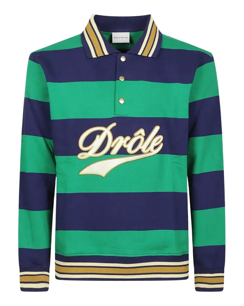 Drôle de Monsieur Gestreiftes Poloshirt mit Logo-Stickerei - Grün Grün