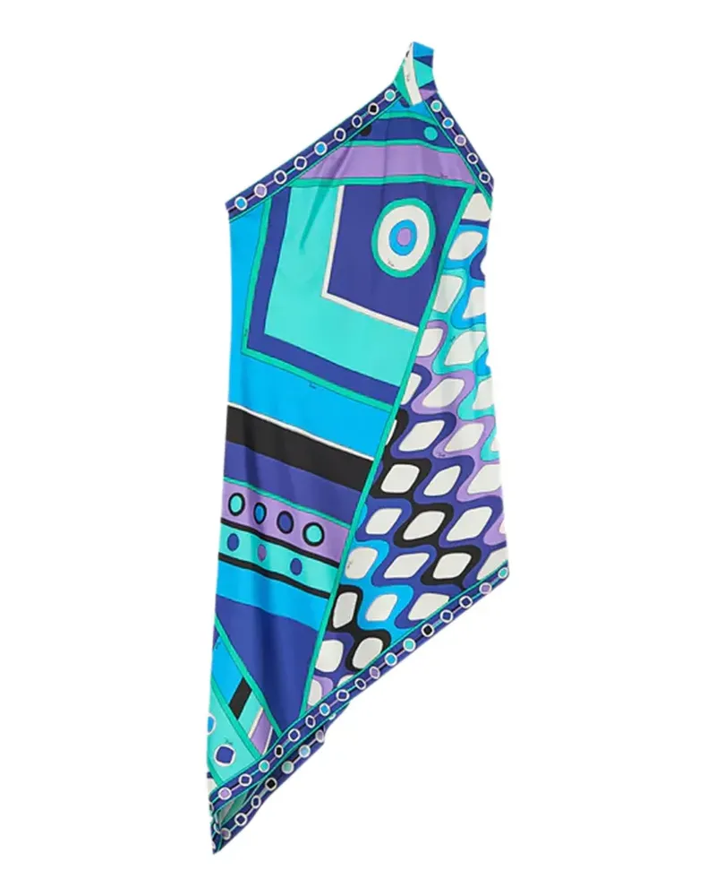 Emilio Pucci Vivara-printed one-shoulder asymmetric dress - Blau Blau