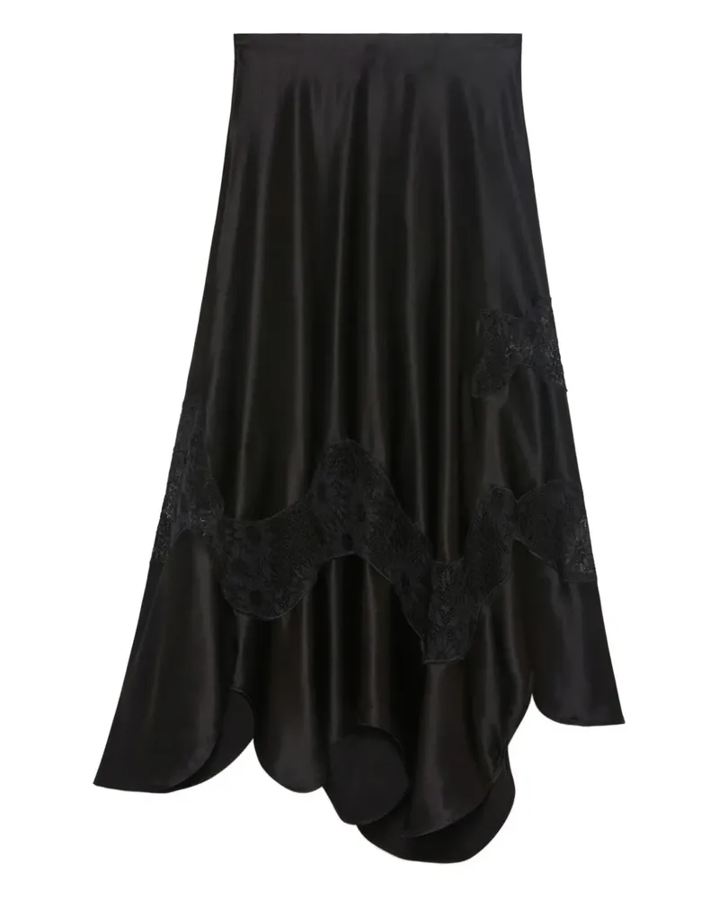 BITE Studios lace-insert silk skirt - Schwarz Schwarz