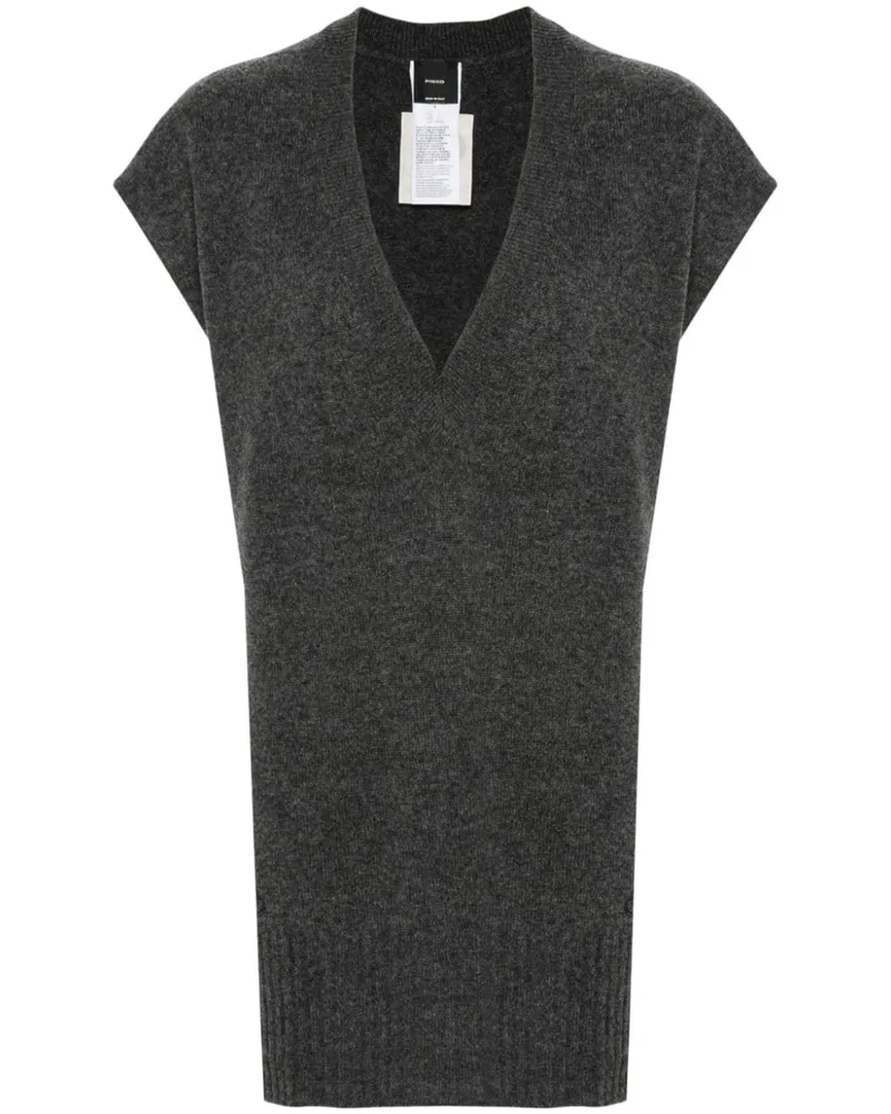 Pinko Fein gestrickte Weste mit V-Ausschnitt - Grau Grau