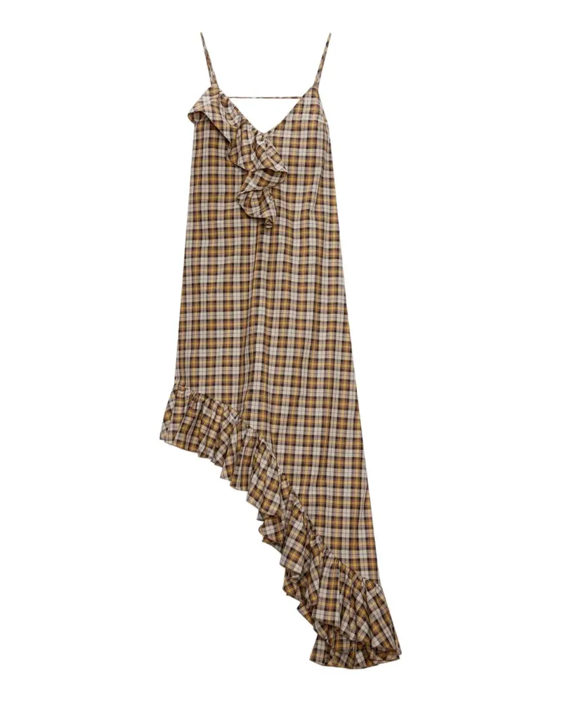 MSGM Kariertes Kleid mit Rüschen - Braun Braun