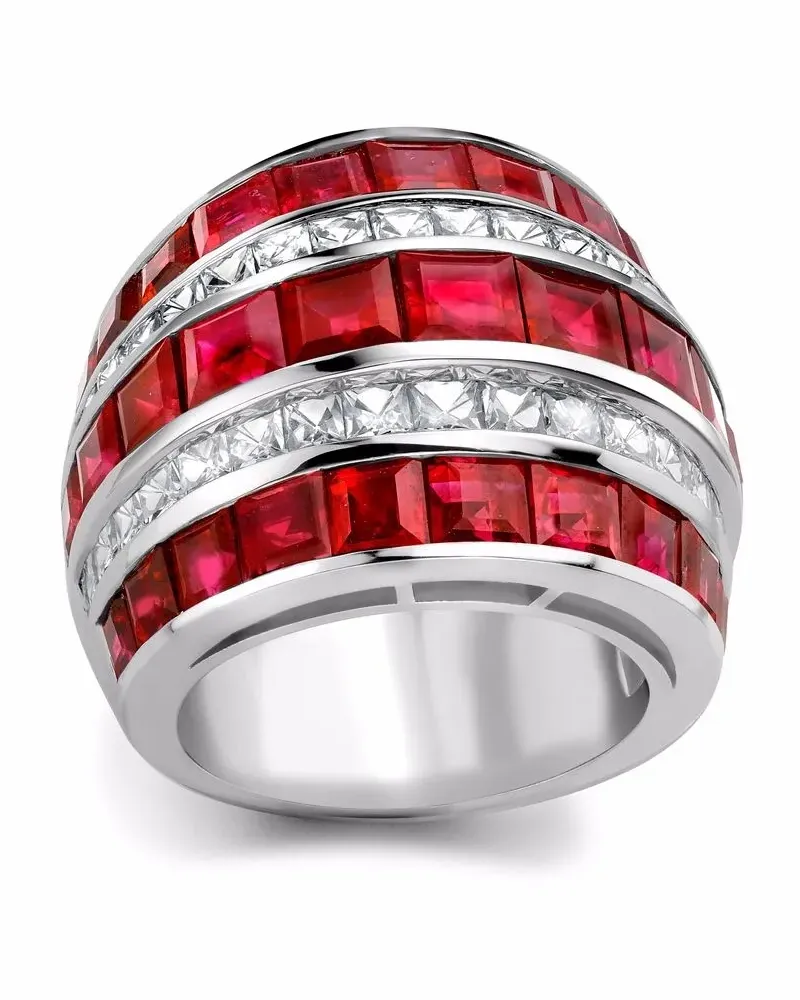 Pragnell Großer Manhattan Platinring mit Diamanten - Silber Silber