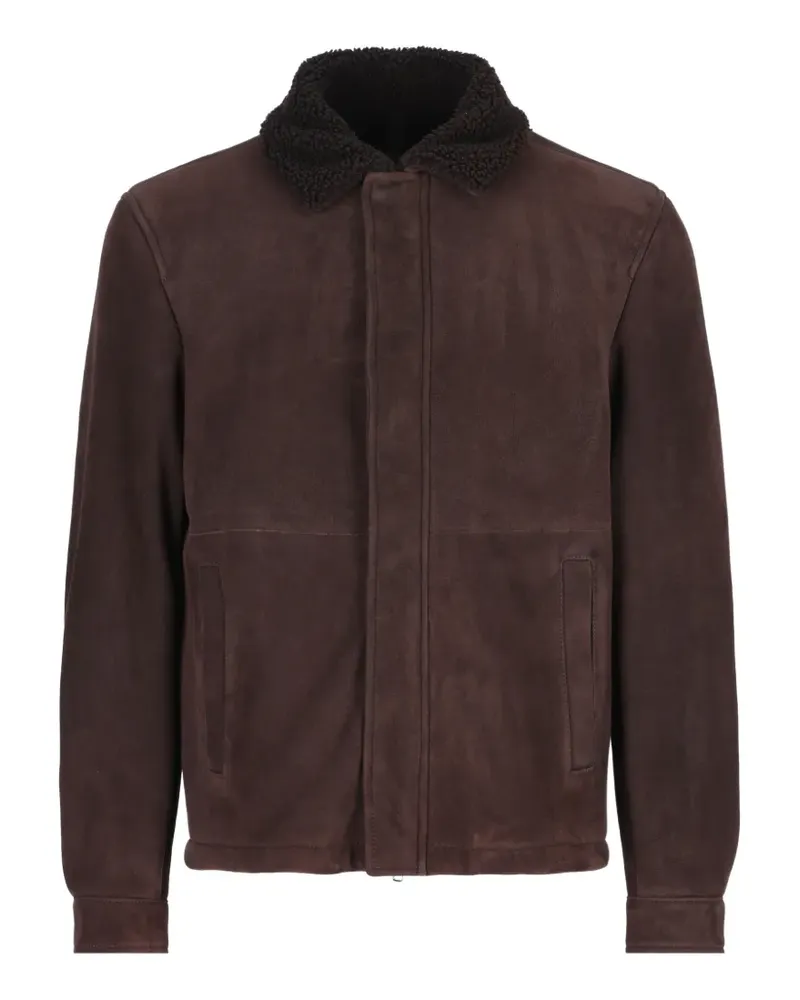 Tagliatore Lederjacke mit Shearling-Kragen - Braun Braun