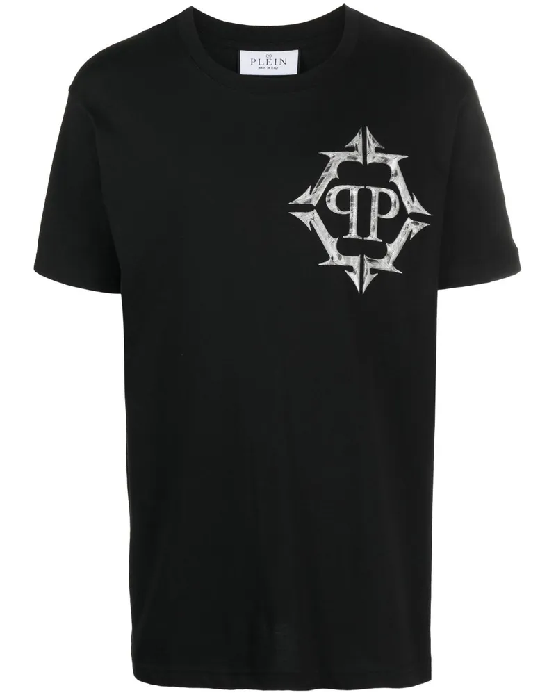 Philipp Plein Chrome T-Shirt mit rundem Ausschnitt - Schwarz Schwarz