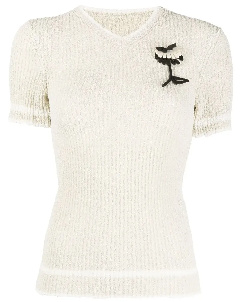 Maison Margiela Oberteil mit blumigen Applikationen - Nude Nude