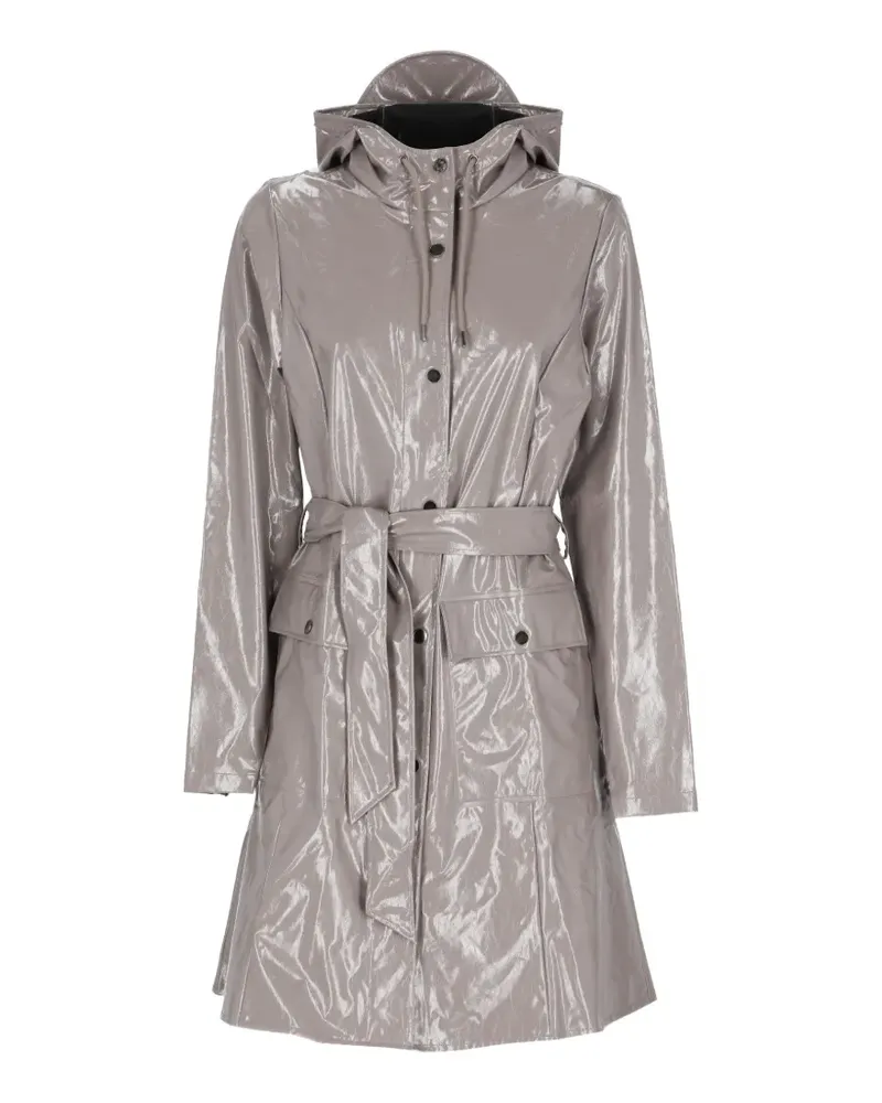 RAINS Curve hooded belted coat - Grau Grau