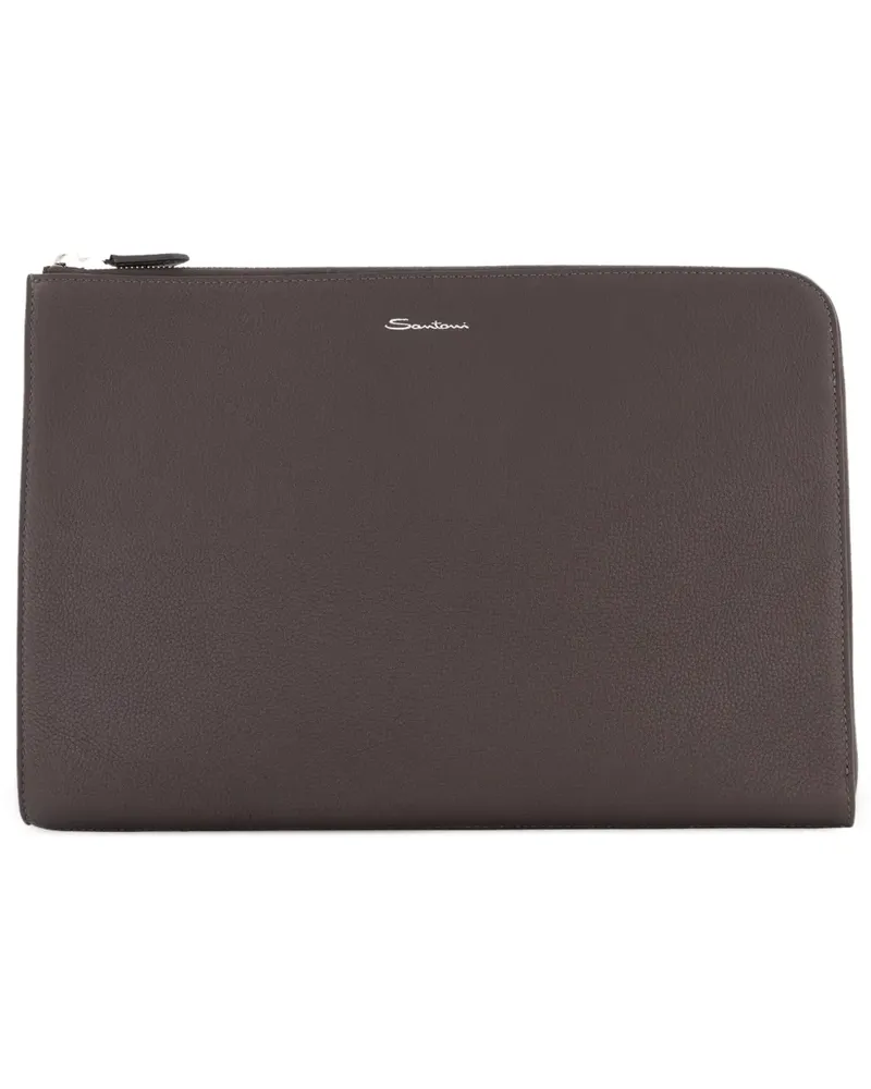 Santoni Laptophülle mit Logo-Print - Braun Braun