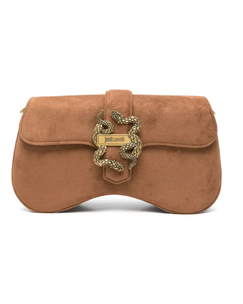 Just Cavalli Schultertasche mit Schlangen-Schild - Braun Braun