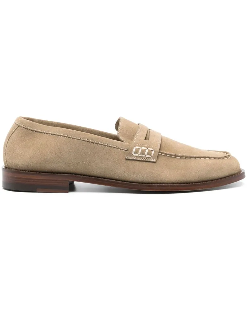 Manolo Blahnik Perry Penny-Loafer aus Wildleder - Nude Nude