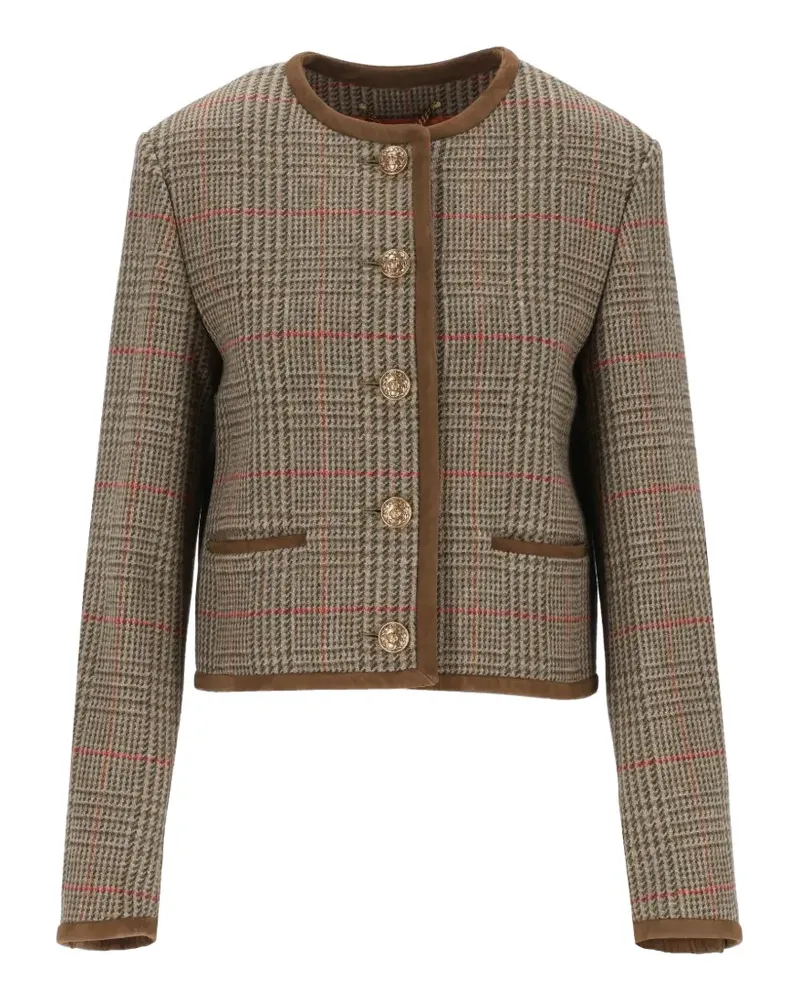 Golden Goose Cropped-Jacke mit Prince of Wales-Karo - Nude Nude