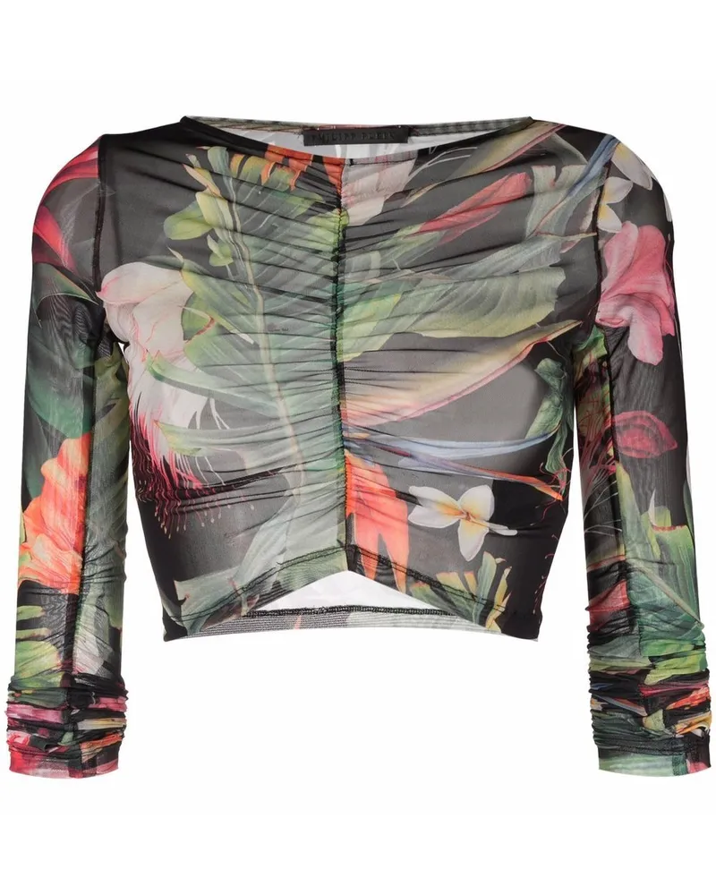 Philipp Plein Langarmshirt mit Blumen - Grün Grün