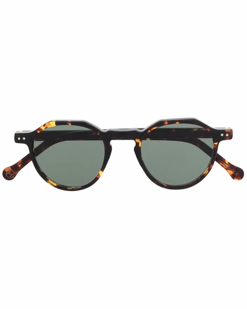 Lesca Runde Sonnenbrille in Schildpattoptik - Braun Braun