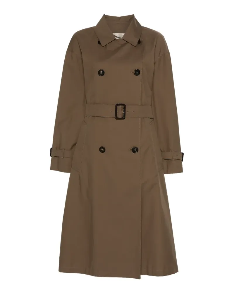 Max Mara water-repellent cotton twill midi trench coat - brown - Braun Braun
