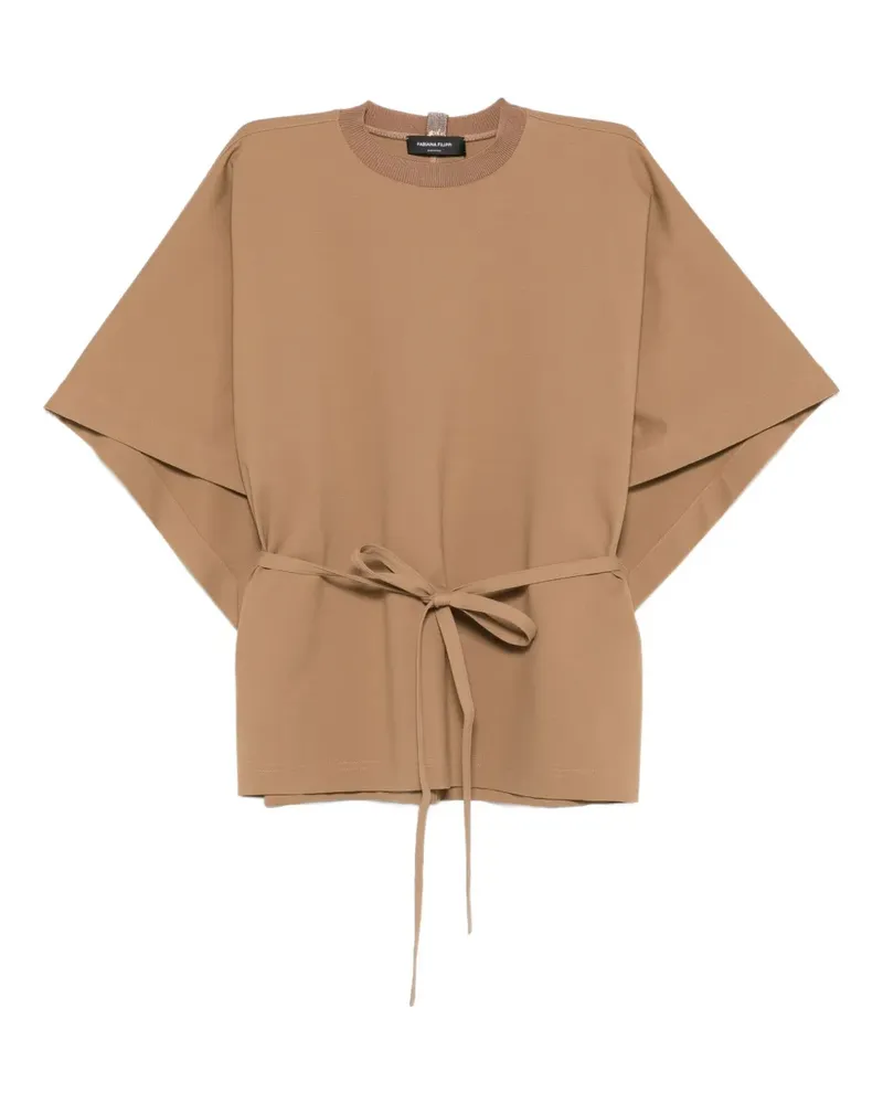 Fabiana Filippi Fledermausbluse mit Gürtel - Braun Braun