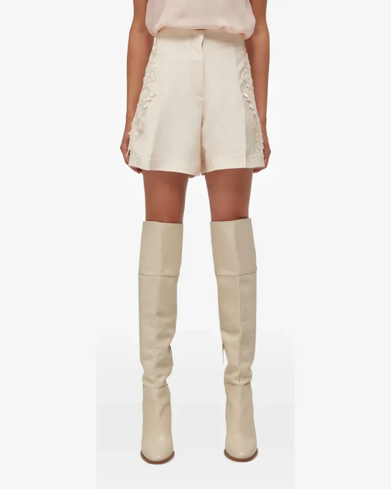 Blumarine floral-embroidered shorts - Nude Nude