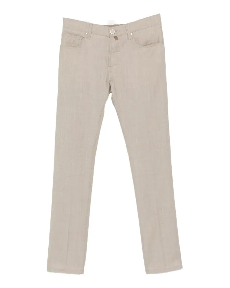 Jacob Cohën logo-patch straight-leg trousers - Nude Nude