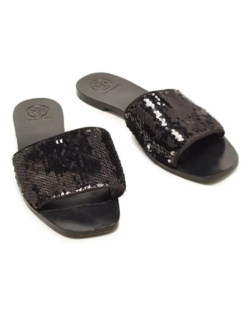 Tory Burch Pantoletten mit Pailletten - Schwarz Schwarz