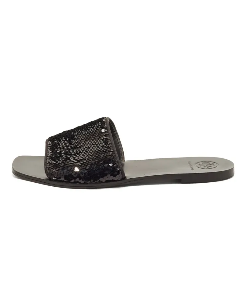 Tory Burch Pantoletten mit Pailletten - Schwarz Schwarz