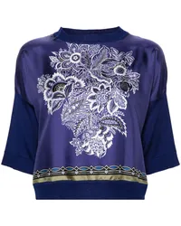 Etro T-Shirt mit blumigen Einsätzen Blau