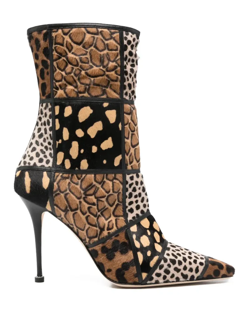 Manolo Blahnik Trulona patchwork stiletto ankle boots - Braun Braun