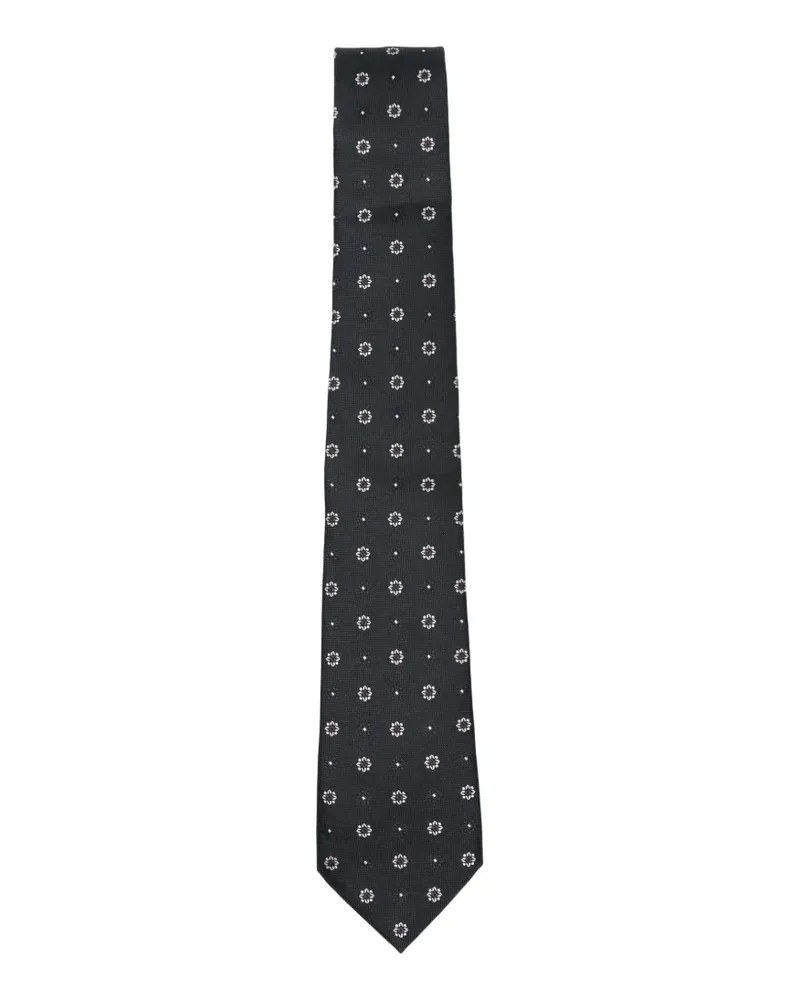 Saint Laurent Gemusterte Seidenkrawatte - Schwarz Schwarz