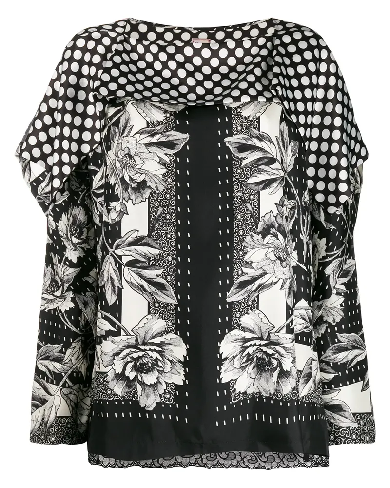 Antonio Marras Seidenbluse mit Blumen-Print - Schwarz Schwarz