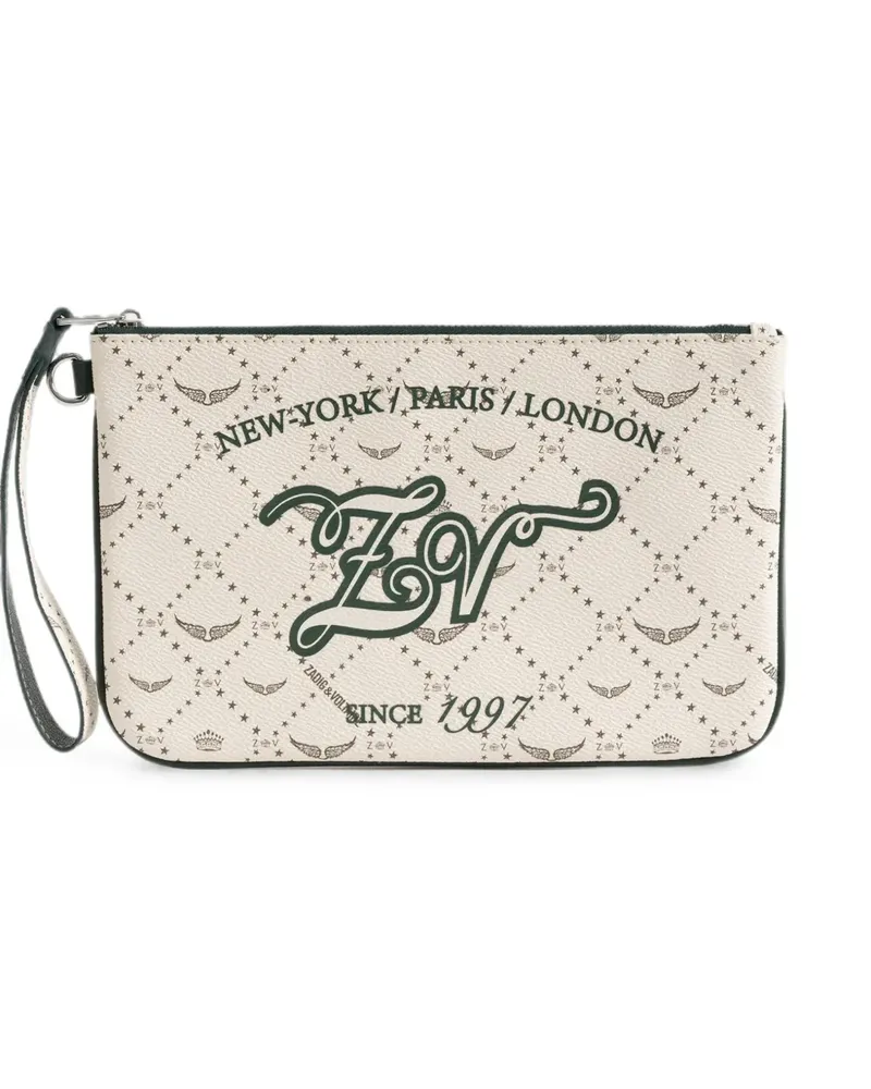 Zadig & Voltaire logo-print wristlet pouch - Nude Nude