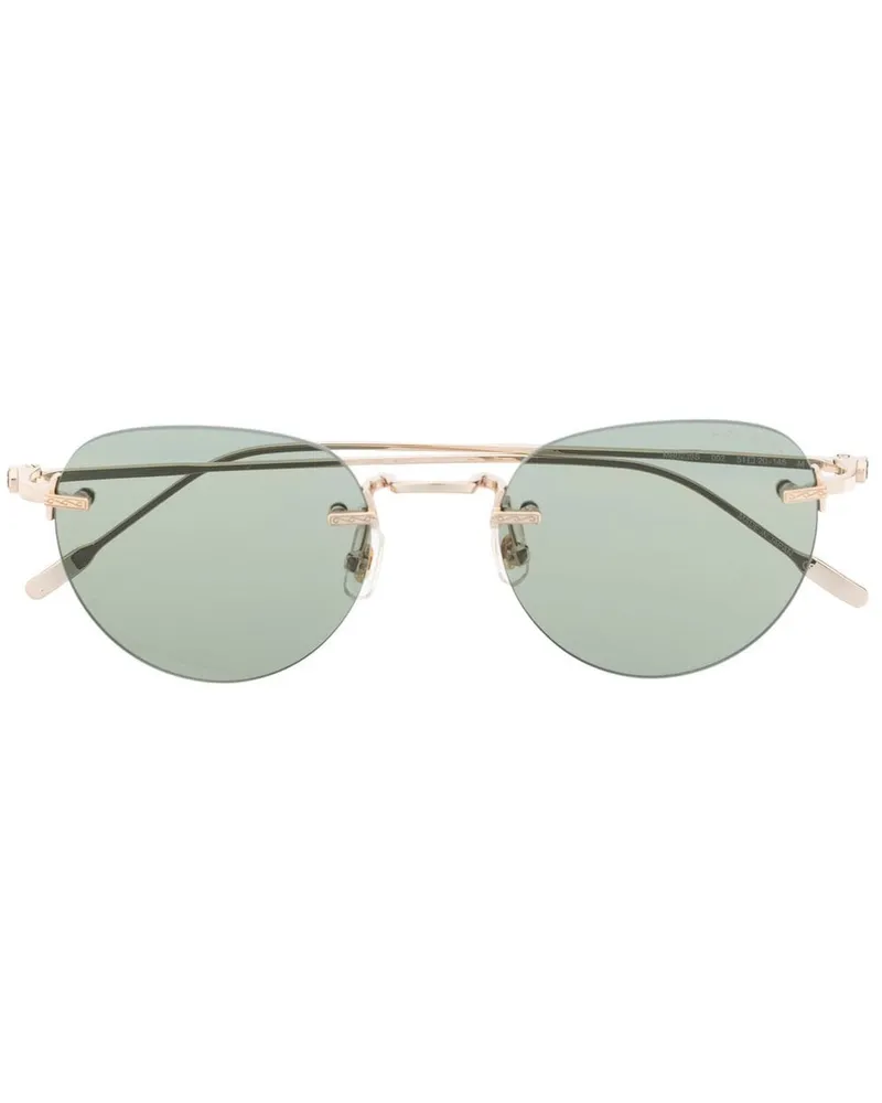 Montblanc Sonnenbrille mit rundem Gestell - Gold Gold