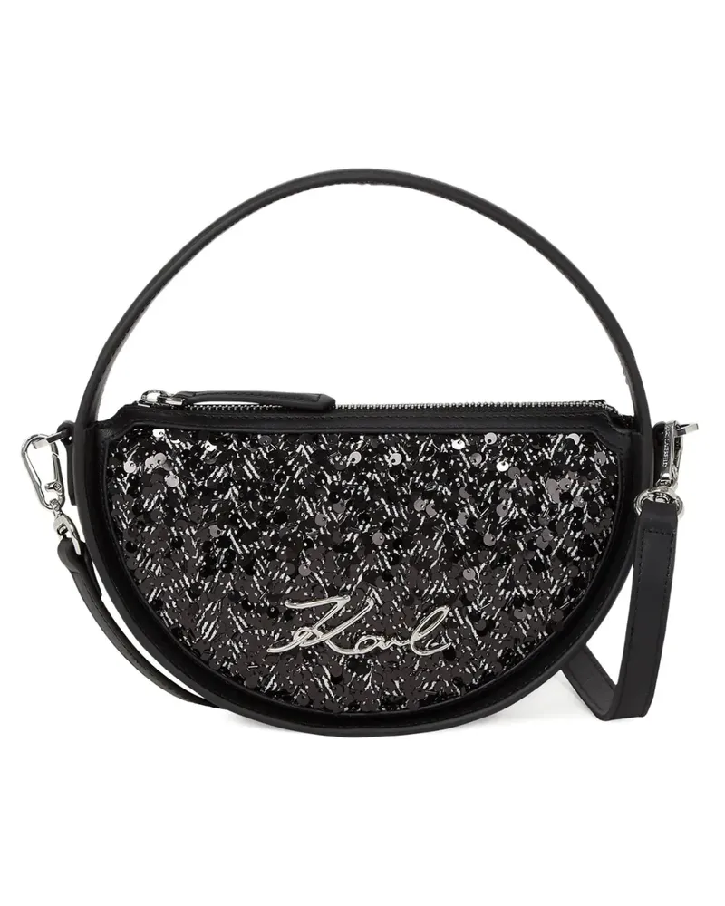 Karl Lagerfeld Signature Herin Umhängetasche mit Pailletten - Schwarz Schwarz