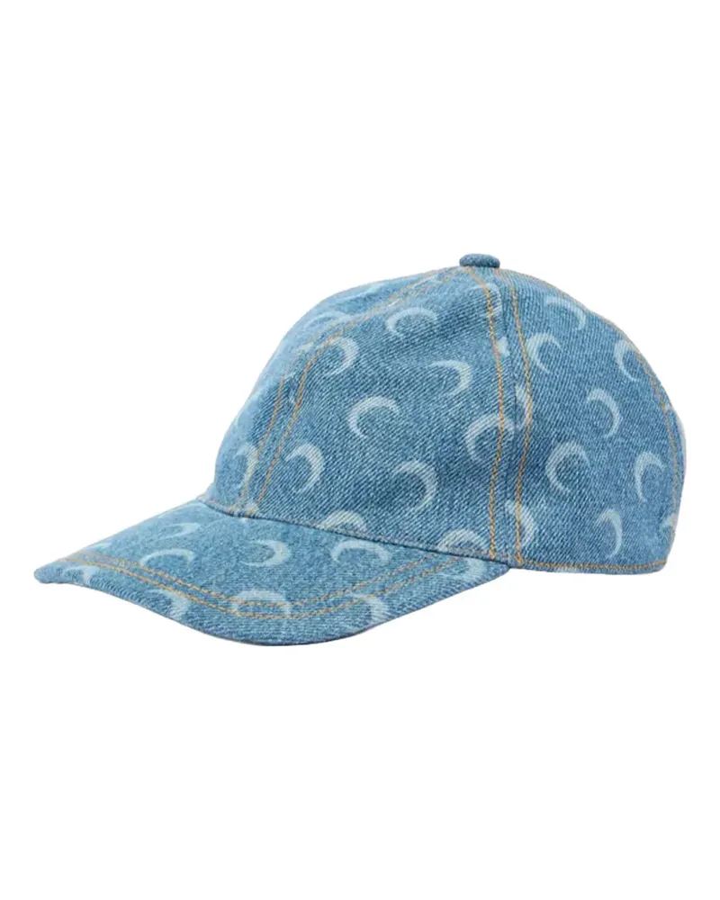 Marine Serre Moon-print denim baseball cap - Blau Blau