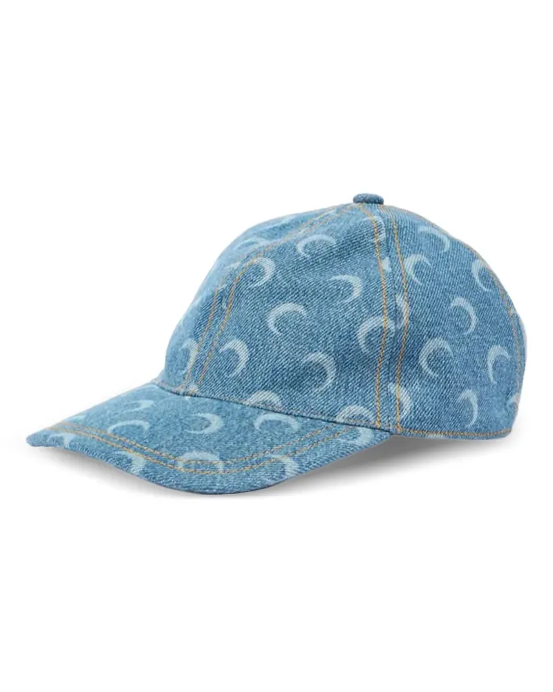 Marine Serre Moon-print denim baseball cap - Blau Blau