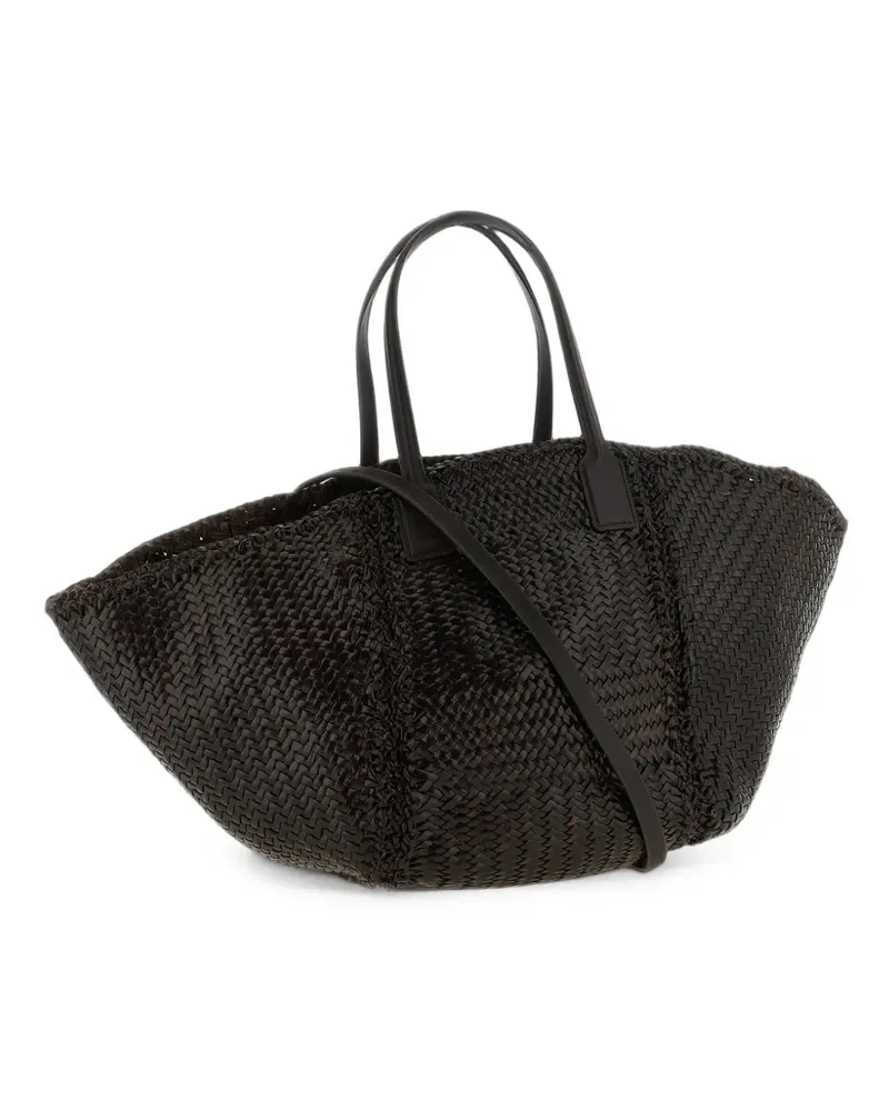 Dragon Diffusion maxi Teresa Cabas woven leather tote bag - Braun Braun