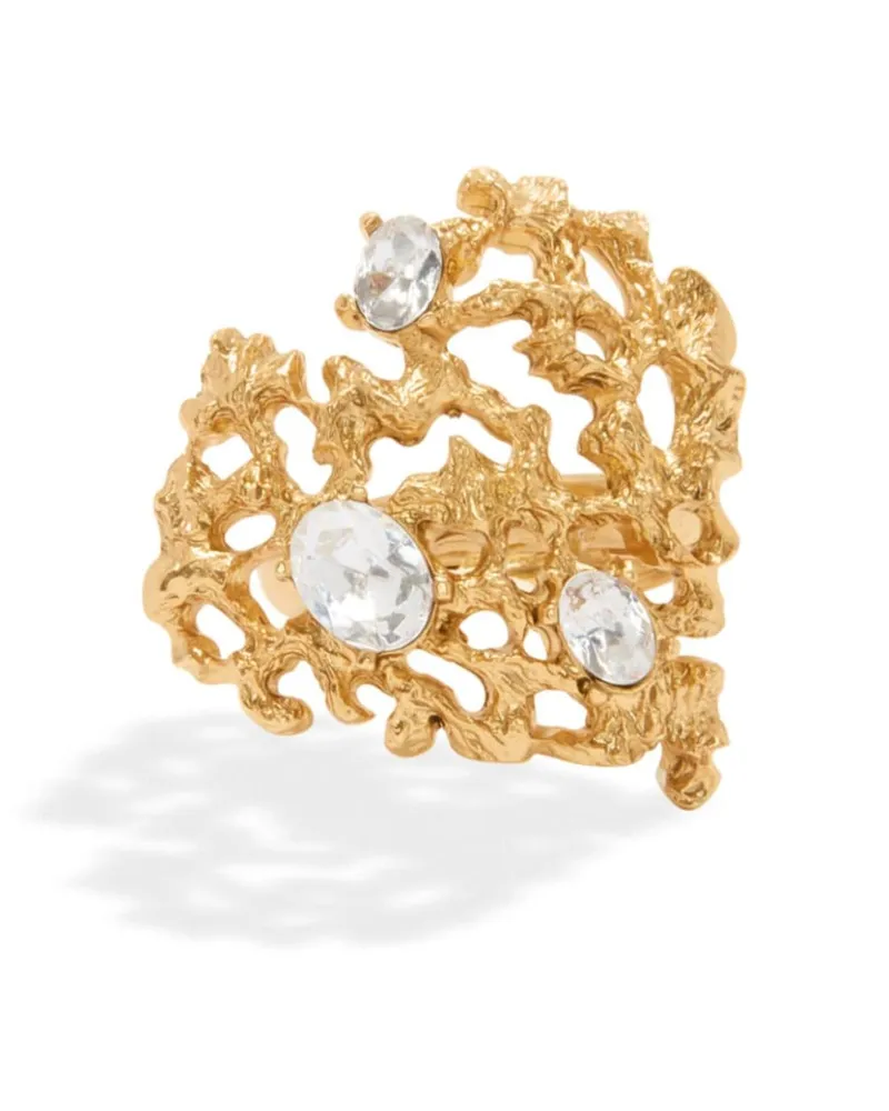 Oscar de la Renta Coral Heart Ring mit Kristallen Gold