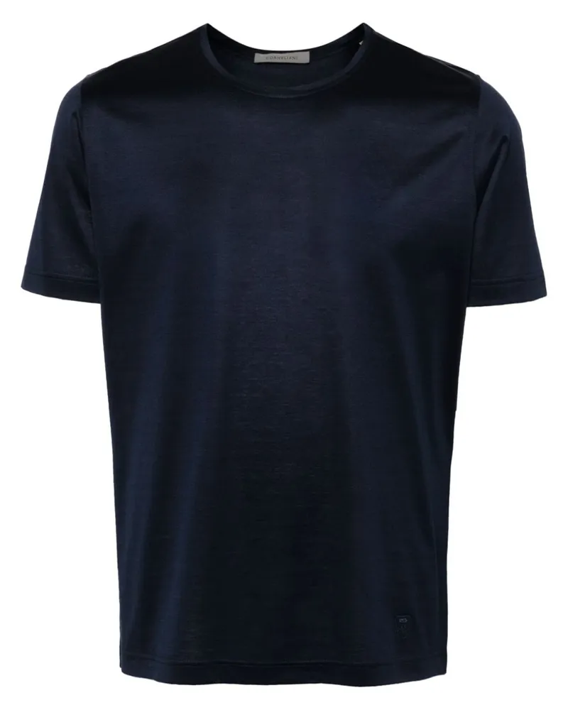 Corneliani T-Shirt mit rundem Ausschnitt Blau