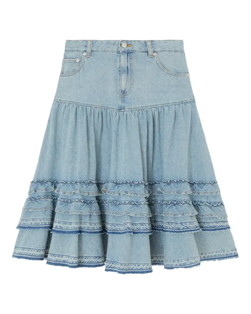 Ganni Midirock mit Rüschensaum - Blau Blau