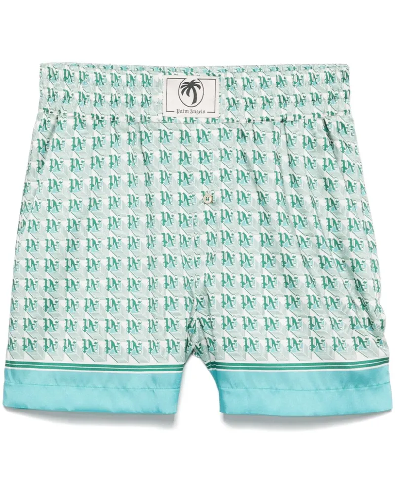 Palm Angels Shorts mit Monogramm-Print - Grün Grün