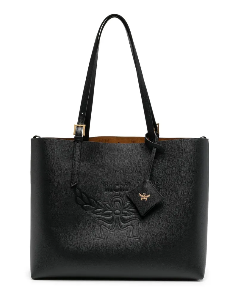 MCM Mittelgroße Himmel Tasche mit Logo-Prägung - Schwarz Schwarz