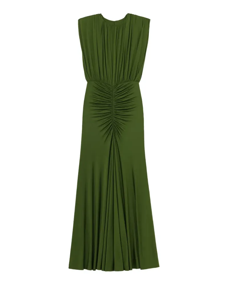 Self-Portrait Gerafftes Olive Jersey-Maxikleid - Grün Grün