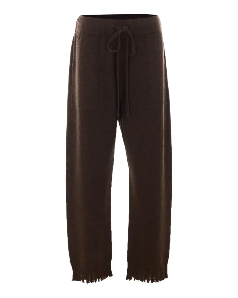 Uma Wang drawstring-waist frayed-edge trousers - Braun Braun