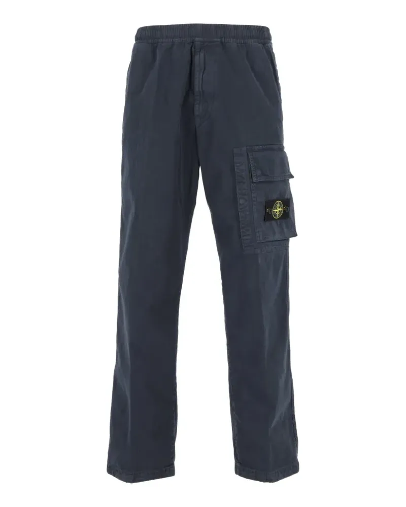 Stone Island 3100036 Stretch-Jogginghose aus Bio-Twill mit "Old"-Effekt und Kordelzug - Blau Blau