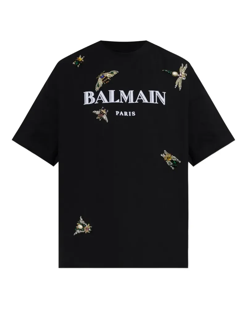 Balmain T-Shirt mit Logo-Print - Schwarz Schwarz