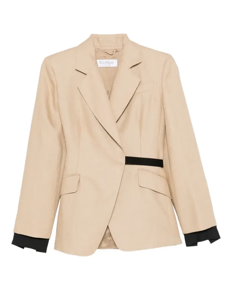 Max Mara Mxsfionda Leinenblazer mit schwarzen Details - Nude Nude