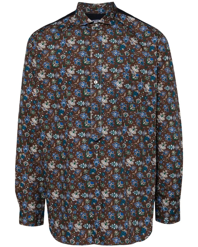 Junya Watanabe Gestreiftes Hemd mit Paisleymuster - Blau Blau