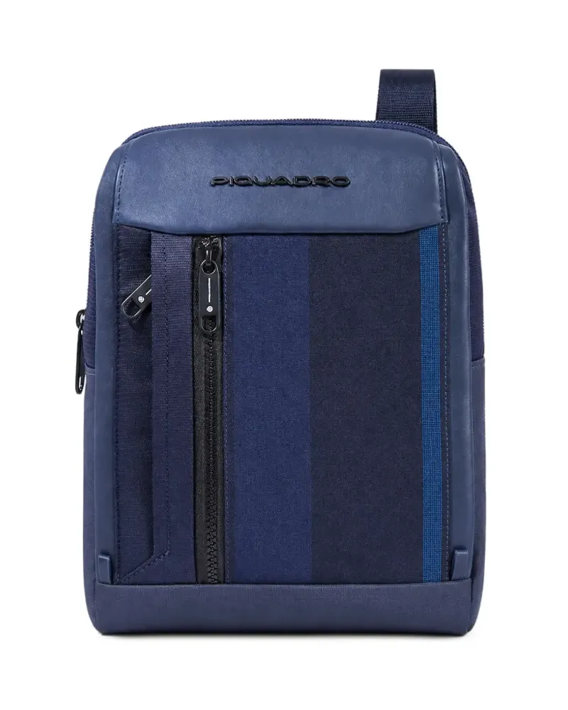 Piquadro Kuriertasche mit Logo-Schild - Blau Blau